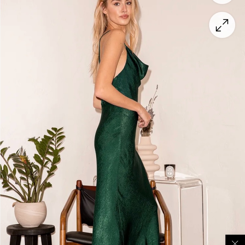 Lulu's Green Slip Maxi Dress with Spaghetti Straps